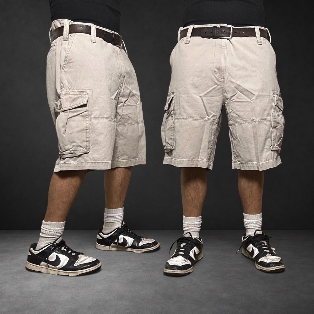 Nautica Jeans Co Cargo Shorts Tan Khaki Skater Baggy Y2K Size 38W